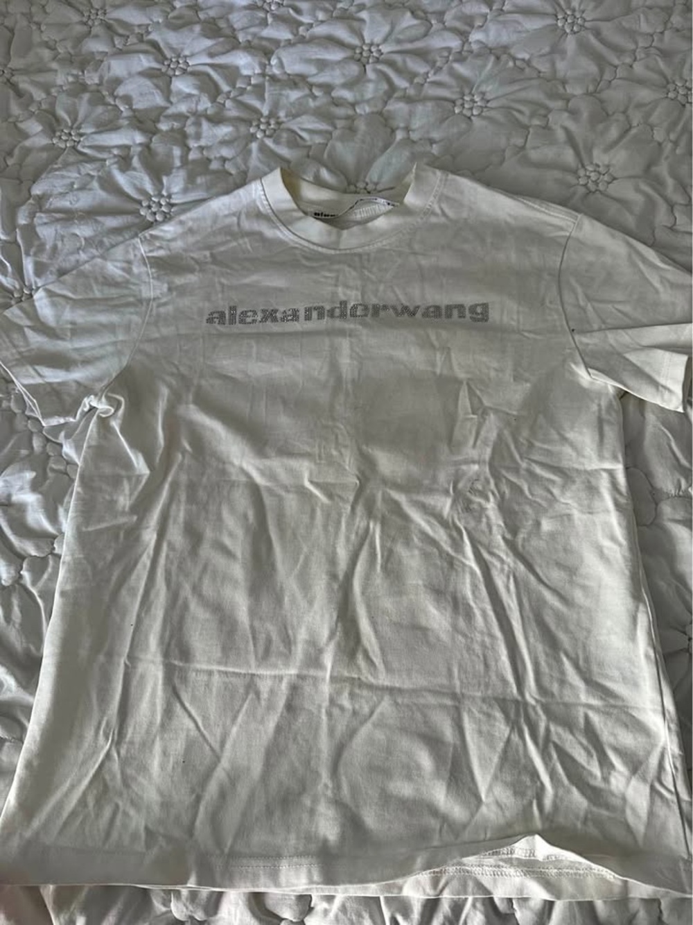 Alexander Wang White Crewneck T-Shirt with Gray Logo